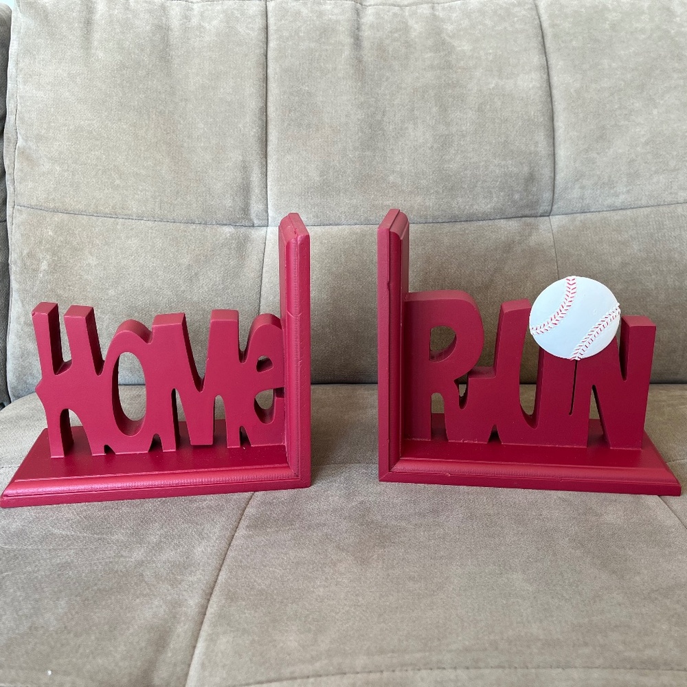 Baseball Home Run Wooden Bookends
